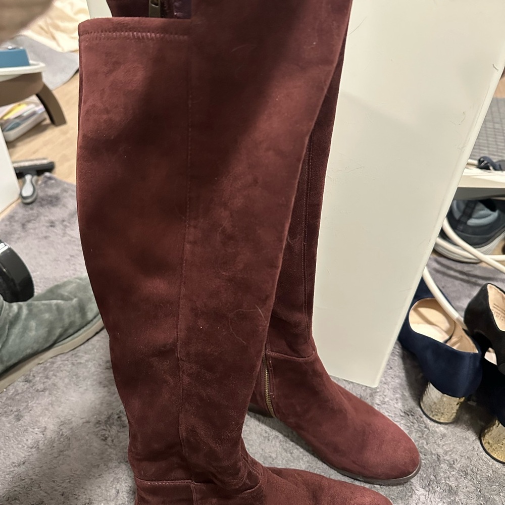 MICHAEL Michael Kors Over-the-Knee Suede Boots in Wine